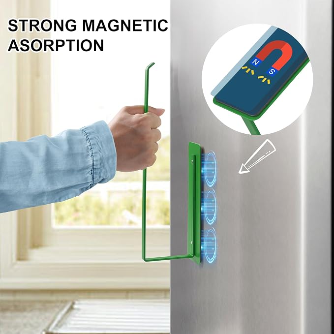 Magnetic Paper Towel Holder for Fridge Green, Heavy Duty Strong Magnet Backing - Image 2