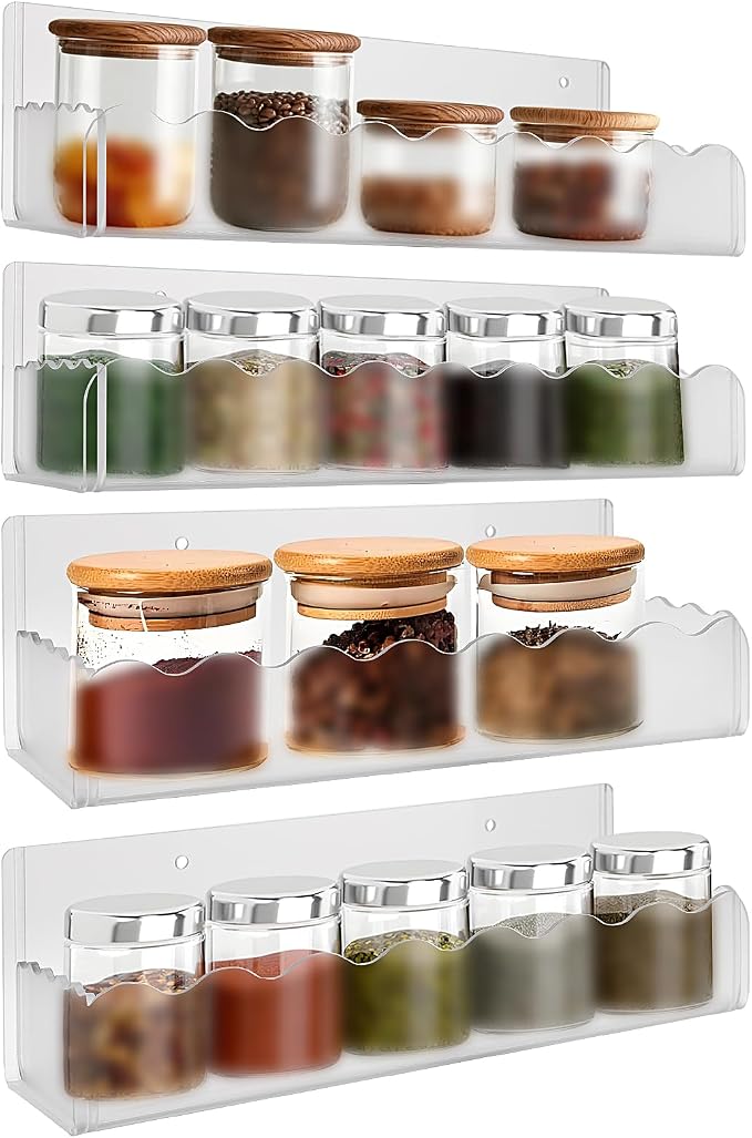 10 inch Spice Rack Wall Mounted, 4 Pack Spice Organizer Shelf by Douildhaiy