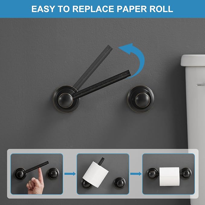 RUMOSE Toilet Paper Holder and Hand Towel Ring Oil Rubbed Bronze Wall Mount - Image 4