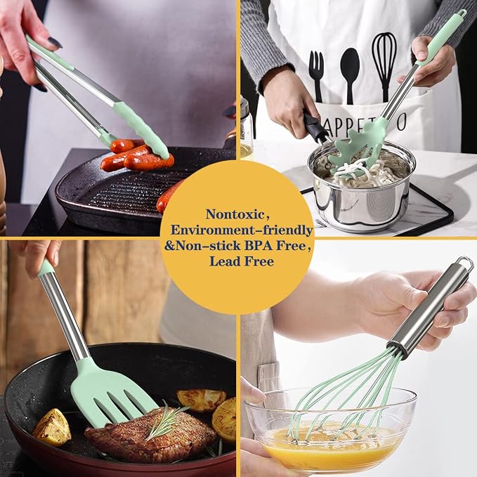 Silicone Cooking Utensil Set, Fungun Non-stick Kitchen Utensil 24 Pcs Cooking - Image 6