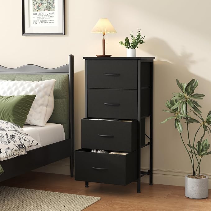 Sweetcrispy 4 Fabric Drawer Small Dresser, Bedside Nightstand - Image 2