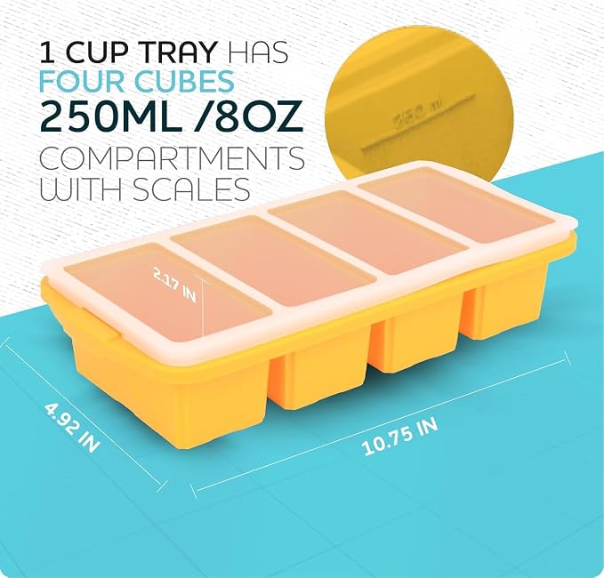 Silicone Freezer Tray With Lid-Soup Freezer Container molds-Large Ice Cube Tray - Image 8
