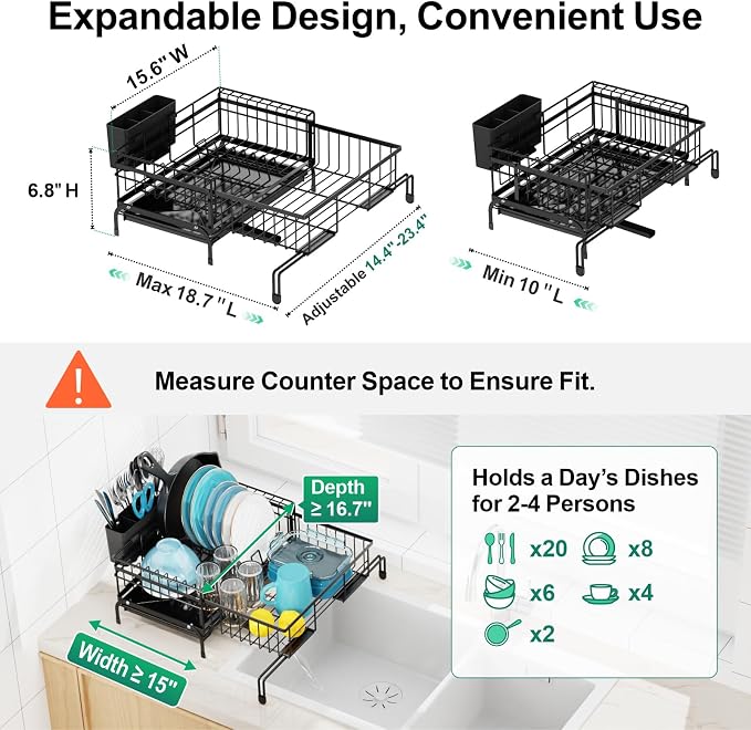 GSlife Expandable Dish Drying Rack - Image 2