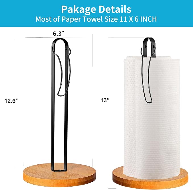 Wood Paper Towel Holder Countertop, TONLEA Kitchen Paper Towel Holder - Image 2