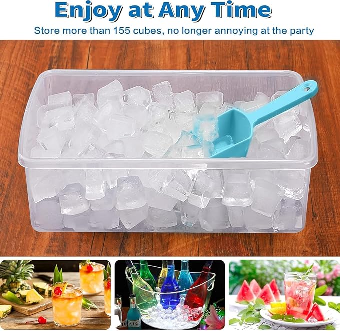 2Pack Ice Cube Tray with Lid and Bin - Image 8