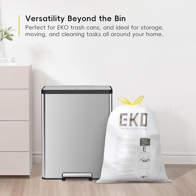 EKO Easy-Dispense Roll 80 Count Extra-Strong Drawstring Tall Kitchen Trash Bag - Image 3