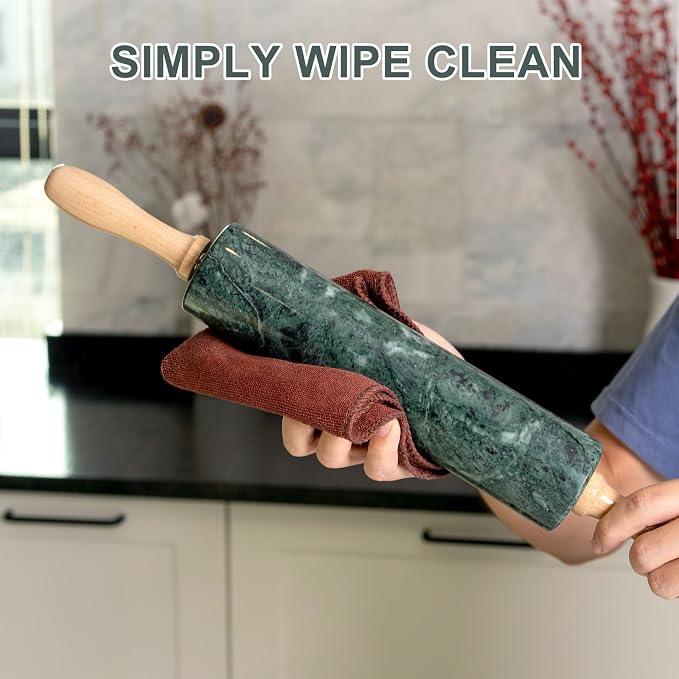 Koville Indian Green Marble Rolling Pin, Non-Stick Stone Dough Roller, 18 Inch - Image 6