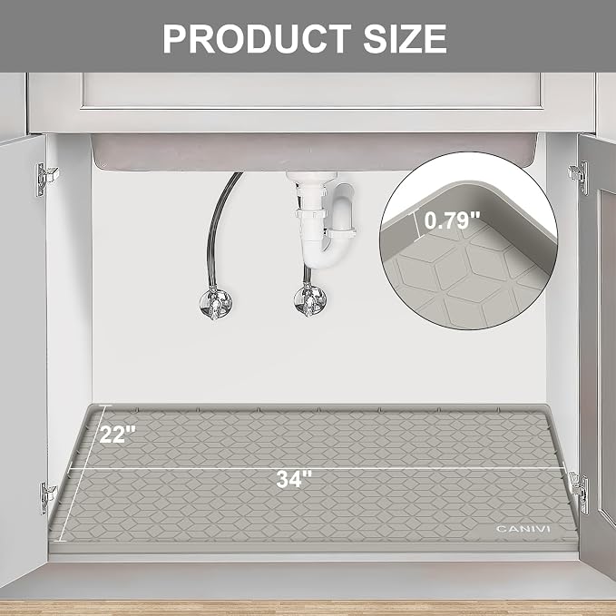 Under Sink Mat, Kitchen Cabinet Shelf Protector, Fits 36 inch Standard Cabinet - Image 2