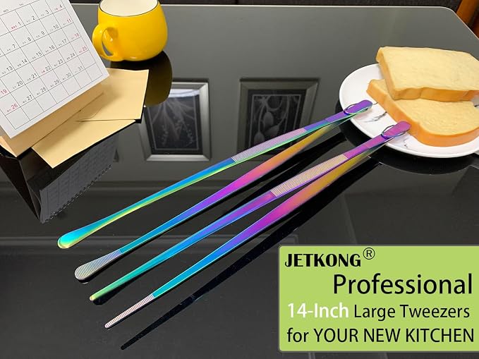 JETKONG 2 Pcs 14-Inch Culinary Tweezers Extra Long Food Tweezers Kitchen - Image 4