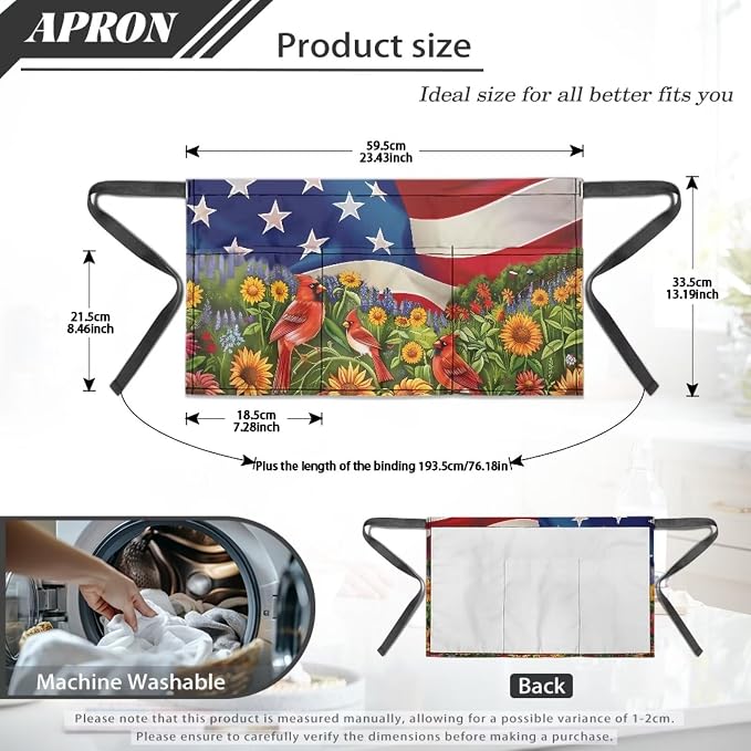 Server Apron with 3 Pockets, Waterproof Oil Waitress Waiter Half Apron - Image 7
