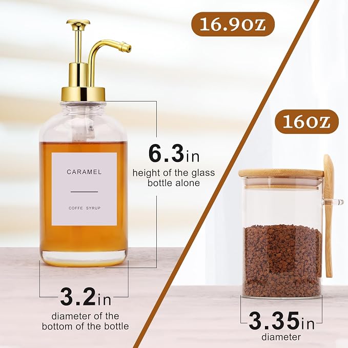 Coffee Bar Accessories, Coffee Syrup Dispenser-2 Pcs16.9 oz, Syrup Pump - Image 2