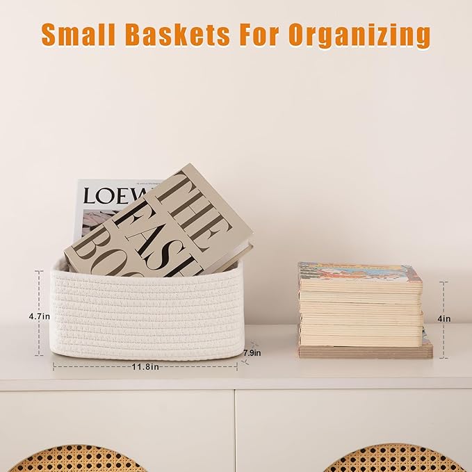 OIAHOMY 4 Pack Storage Baskets for Organizing, Small Bins for Shelves, Cute - Image 2