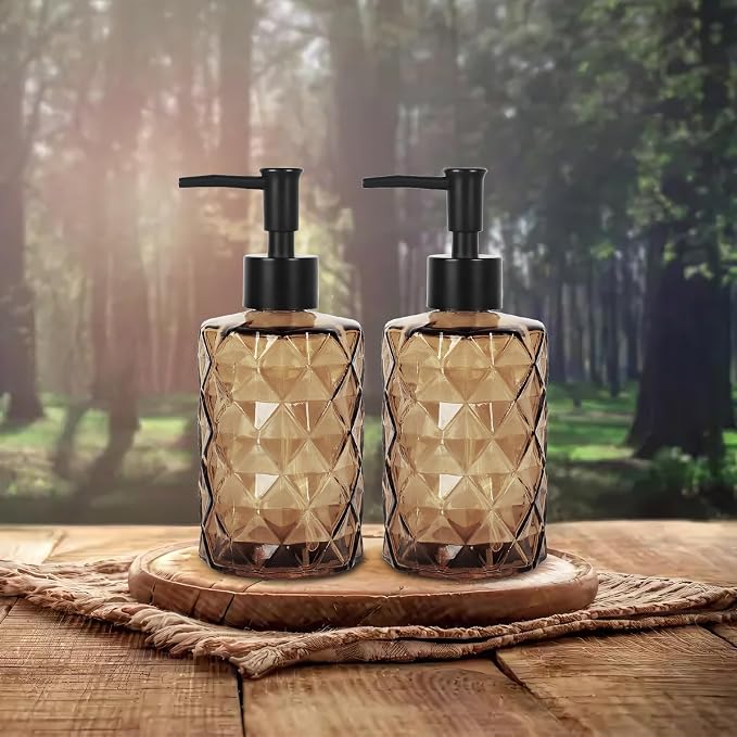 Dark Brown Glass Soap Dispenser - Image 4