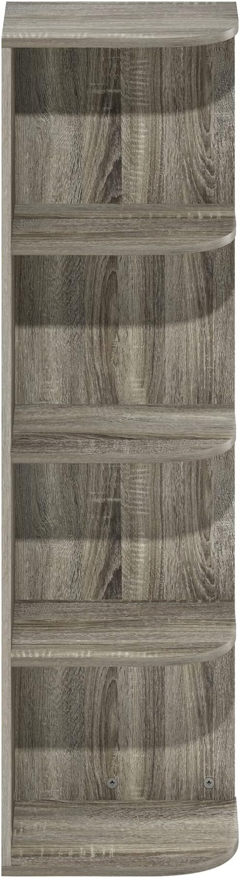 Furinno Pasir 4-Tier Corner Open Shelf Bookcase, French Oak - Image 6