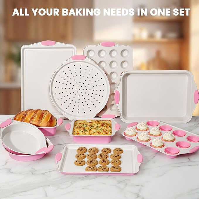 Kikcoin 22 PCS Nonstick Baking Pans Set, Stackable Bakeware Sets - Image 7
