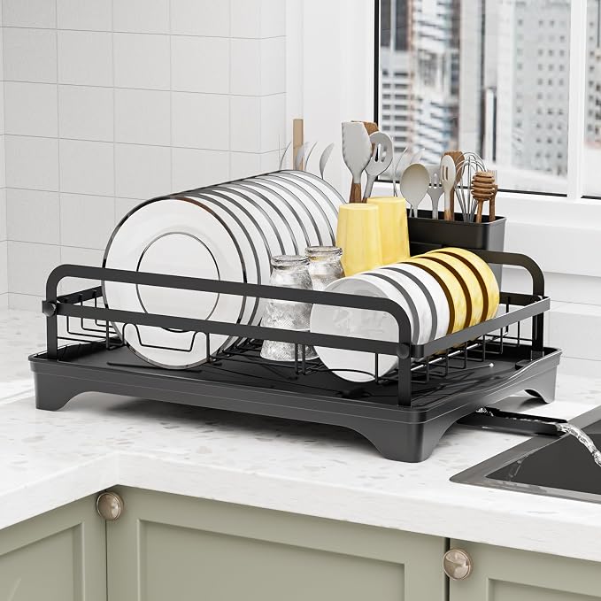 LIYI Dish Drying Rack and Sink Organiser, Removable Drainer Tray, Adjustable by LIYIBambooHairBrush