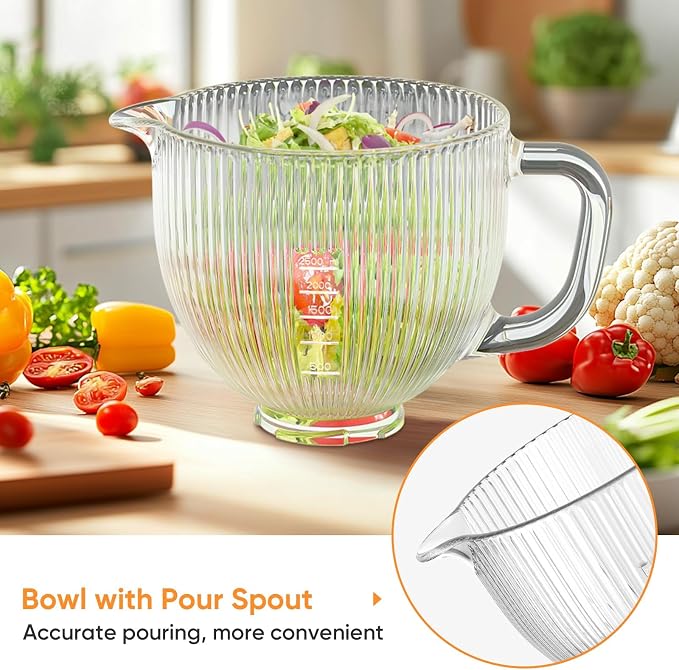 Cofun Glass Mixer Bowl for Kitchenaid Tilt-Head Stand Mixers 4.5-5 Quart - Image 5