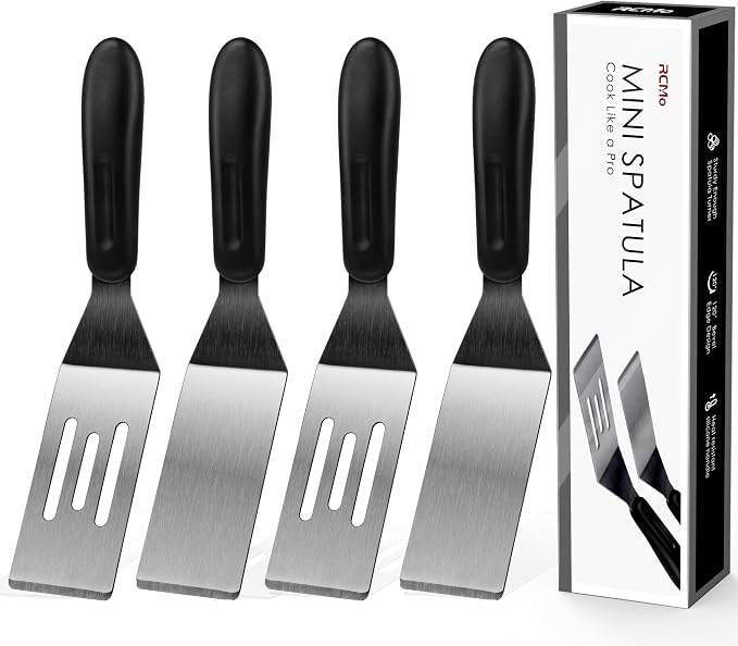 Small Spatula Professional Mini Serving Spatula, 4 Pieces Stainless Steel Metal by RCMo