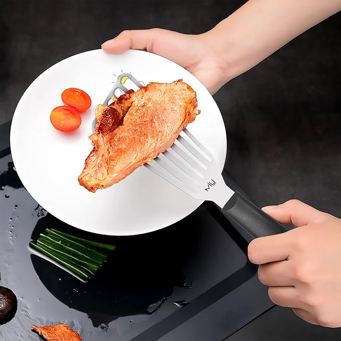 MIU Fish Spatula Stainless Steel, Slotted Flexible Metal, Lightweight Barbecue - Image 5