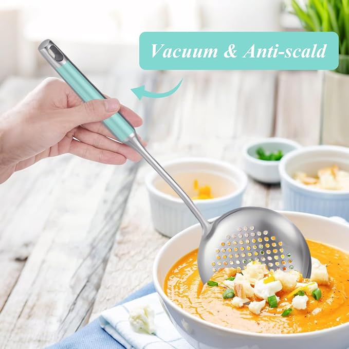 Slotted Spoon, Stainless Steel Strainer Metal Skimmer Spoon - Image 5