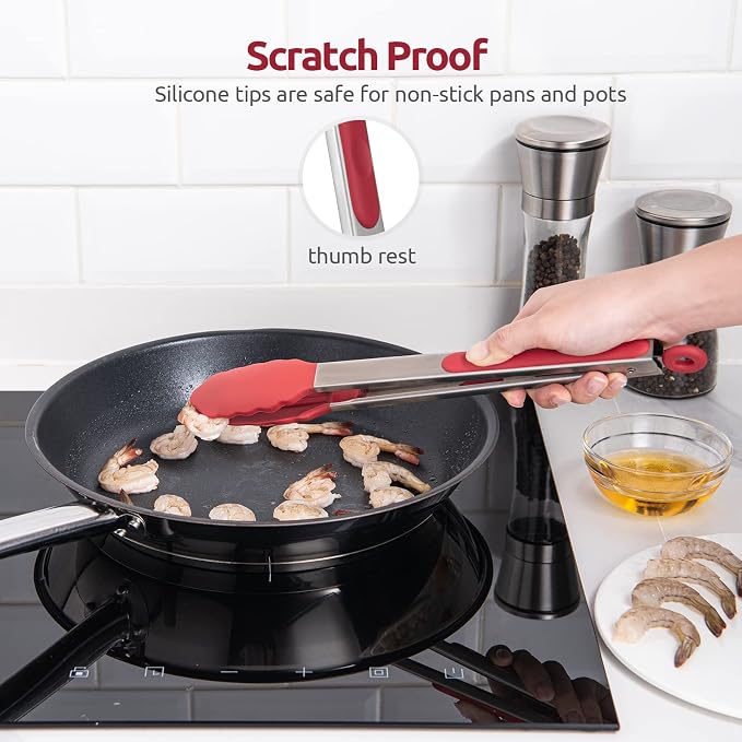 600ºF Heat Resistant Kitchen Tongs: U-Taste 12 inch Large Silicone Cooking Tong - Image 9