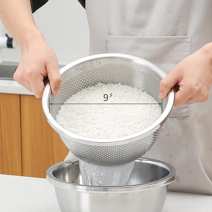 304 Stainless Steel Microporous Colander, 3.5QT Large Capacity - Image 6