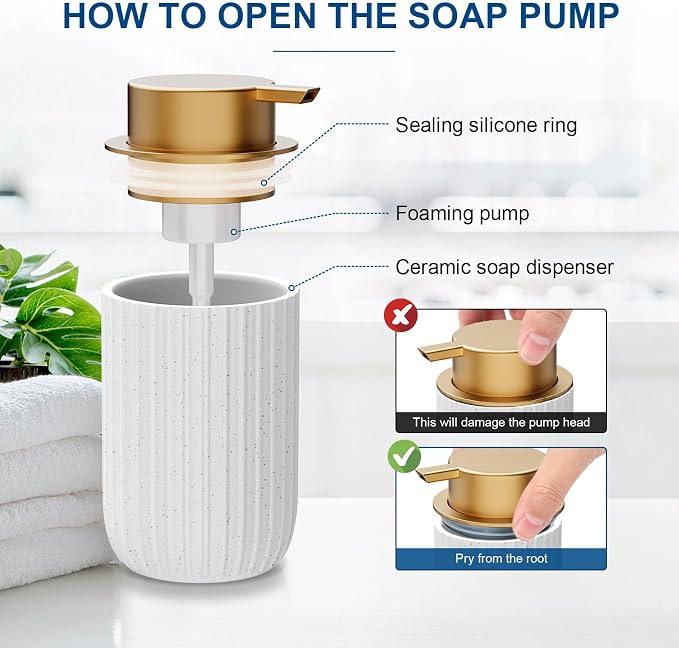 Ceramic Foaming Soap Dispenser, 12 oz Bathroom Foam Hand Soap Dispenser - Image 3