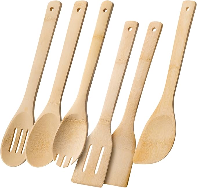 Wooden Spoons for Cooking, Wooden Spoon & Wooden Spatula, Bamboo Cooking by HEFILD