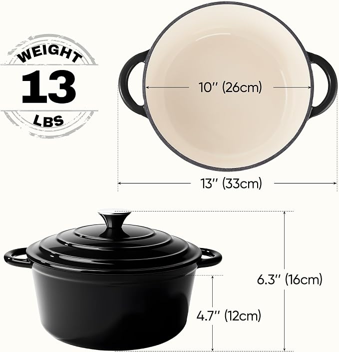 6 Quart Dutch Oven Pot with Lid, Non Stick Enameled Cast Iron Dutch Oven - Image 4