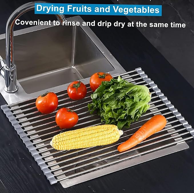 Seropy Extra Large 20.5"x13.7" Roll Up Dish Drying Rack Over The Sink Dish - Image 3