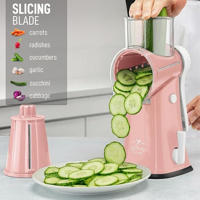 Zulay Kitchen Rotary Cheese Grater 5 Blade Cheese Shredder - Image 5