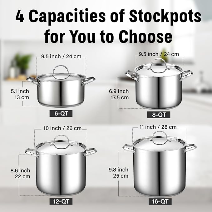 Cooks Standard 18/10 Stainless Steel Stockpot 12-Quart, Classic Deep Cooking - Image 7
