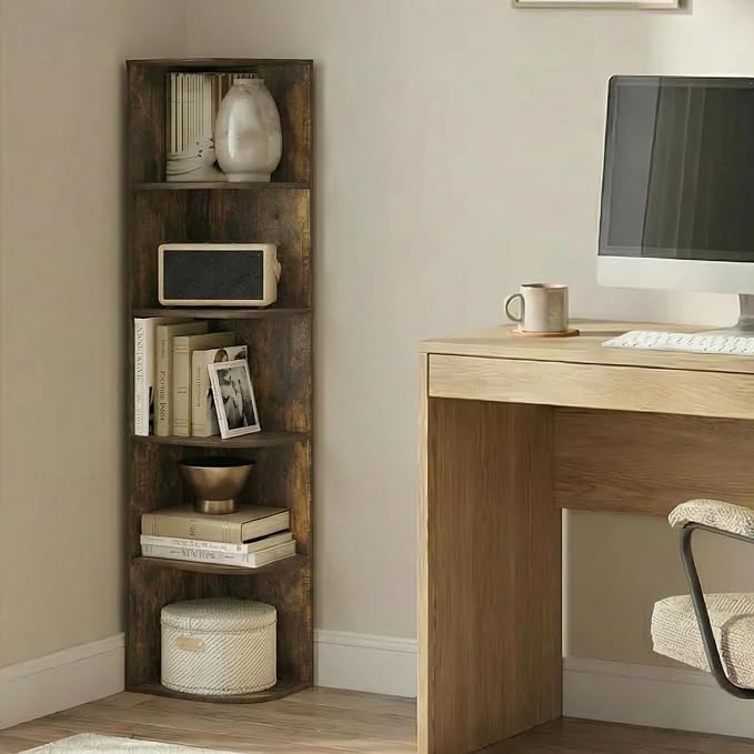 Furinno PASIR Book Shelf, 5-Tier Corner Bookshelf - Image 2
