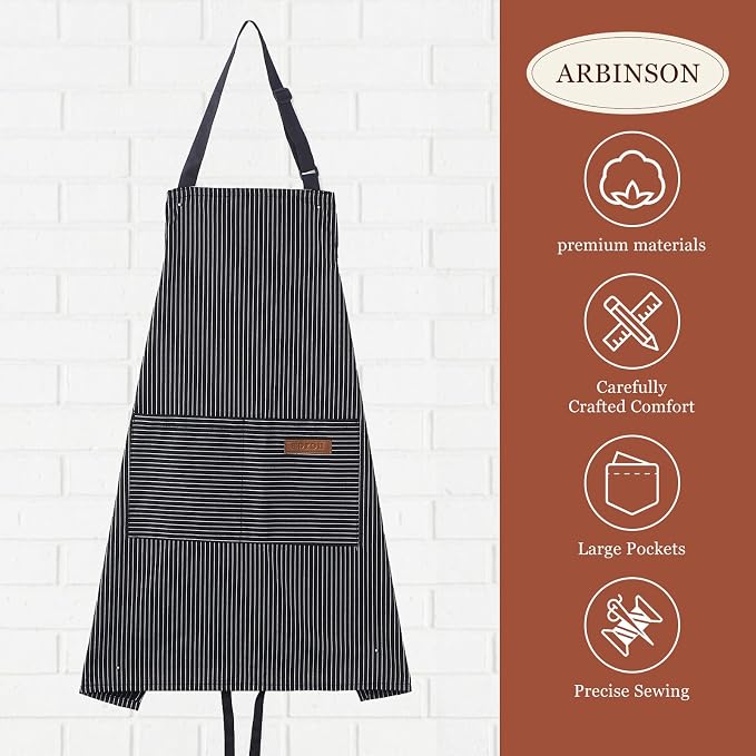2 Pack Cooking Aprons Adjustable Bib Apron - Image 3