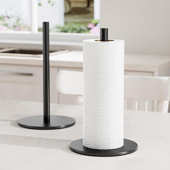 Black Paper Towel Holder Free-Standing, Premium Stainless Steel Paper Rolls - Image 2