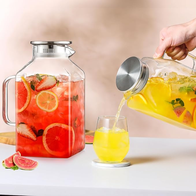 2 Pack 1 Gallon Square Glass Pitcher - Image 5