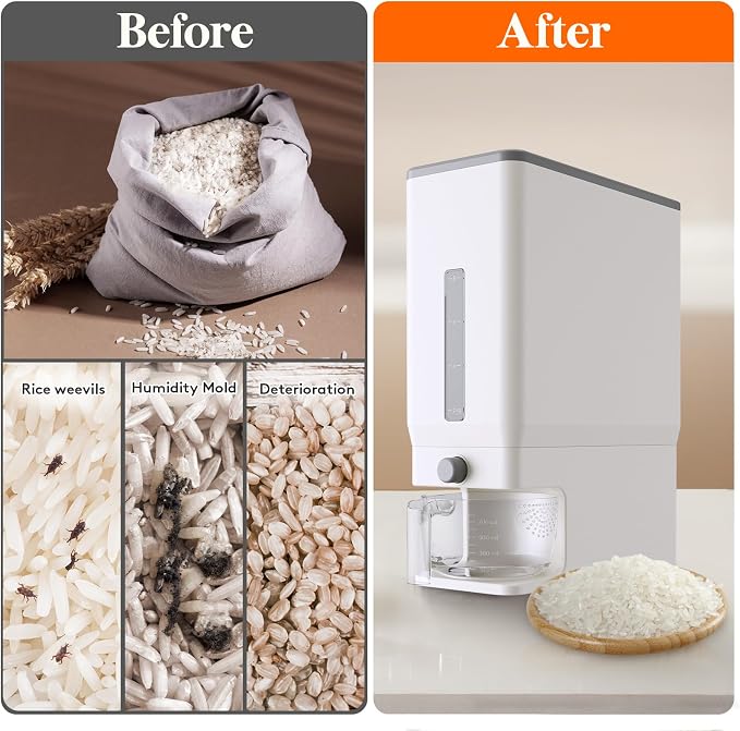 Lifewit 2 Pack Rice Dispenser 25 Lbs, Rice Storage Container Sealed Moisture - Image 5