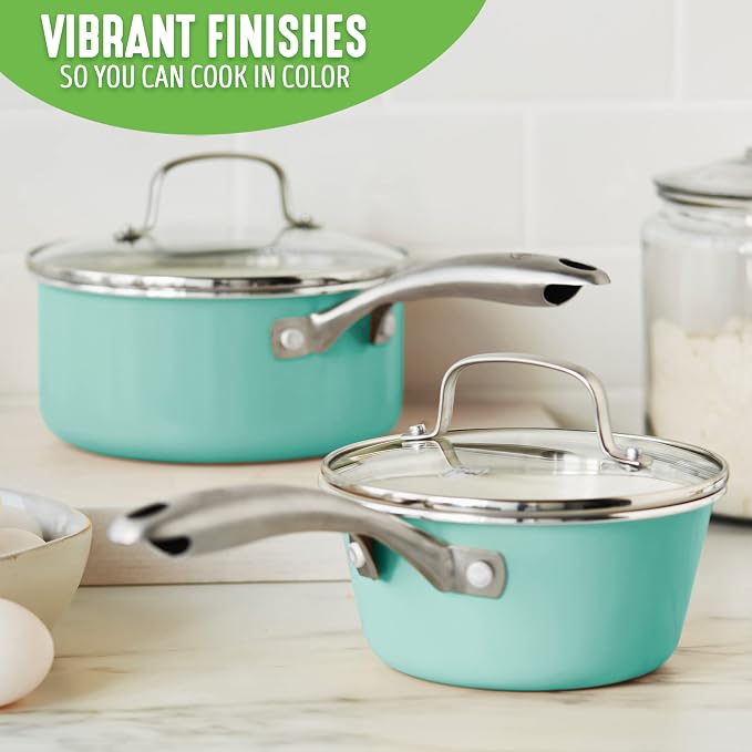 GreenLife Artisan Healthy Ceramic Nonstick, 1QT and 2QT Saucepan Pot Set - Image 8