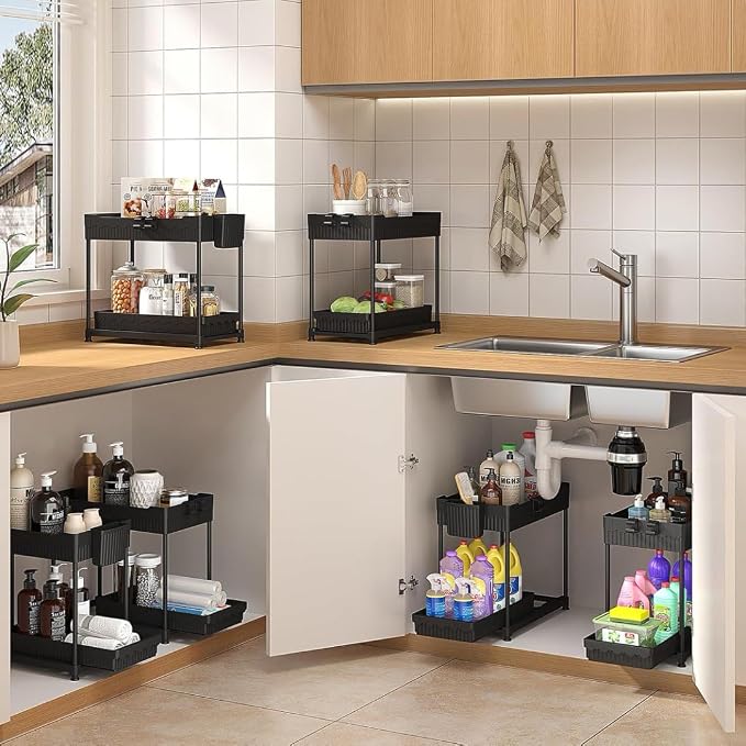 Sevenblue 3 Pack Under Sink Organizers, 2-Tier Multi-Use Kitchen and Bathroom - Image 3