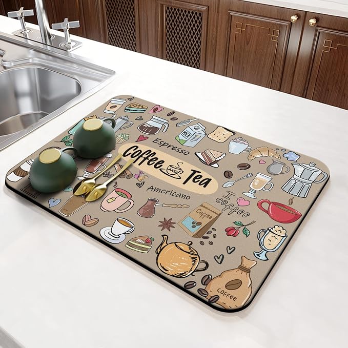 Coffee Bar Mat Accessories for Countertop Super Absorbent Anti-Slip Silicone - Image 4