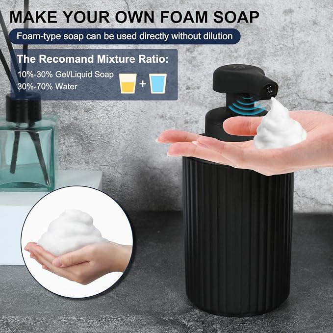 Automatic Soap Dispenser Foaming Touchless: 9oz Black Plastic - Image 2