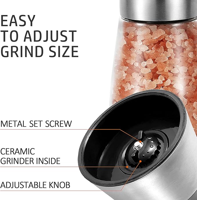 Gulex Pepper Grinder Pepper Mill, Salt Grinder Refillable, Adjustable, - Image 4