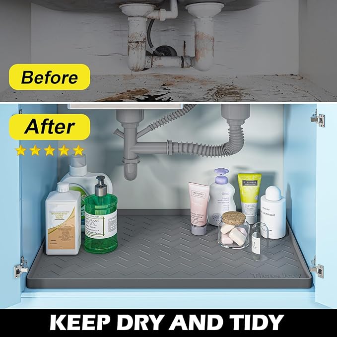 TigeJoy Under Sink Mat 28" x 22", Silicone Mats in Kitchen Bathroom Organizers - Image 4