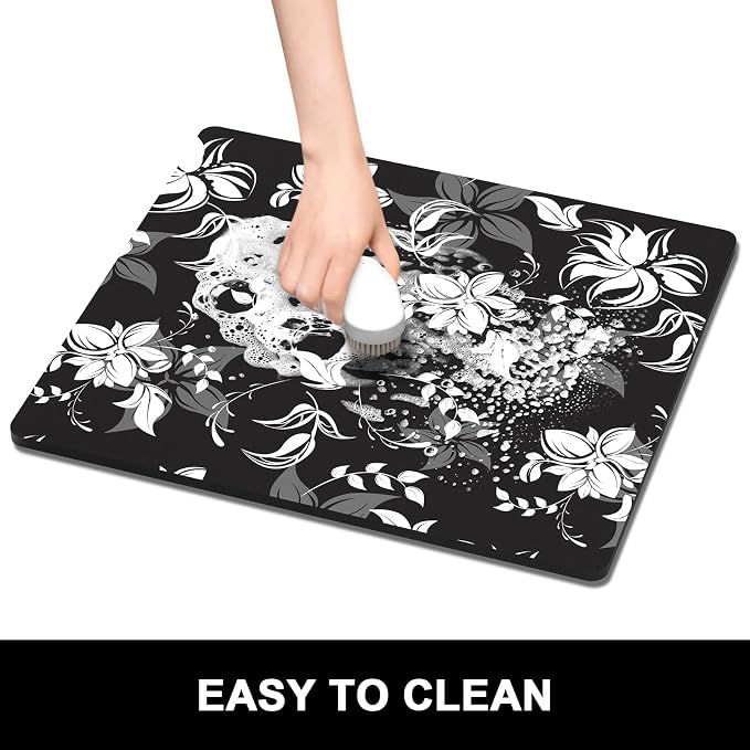 Rnivvi Dish Drying Mat for Kitchen Counter, 16 x 18" Cute Flower Theme - Image 6