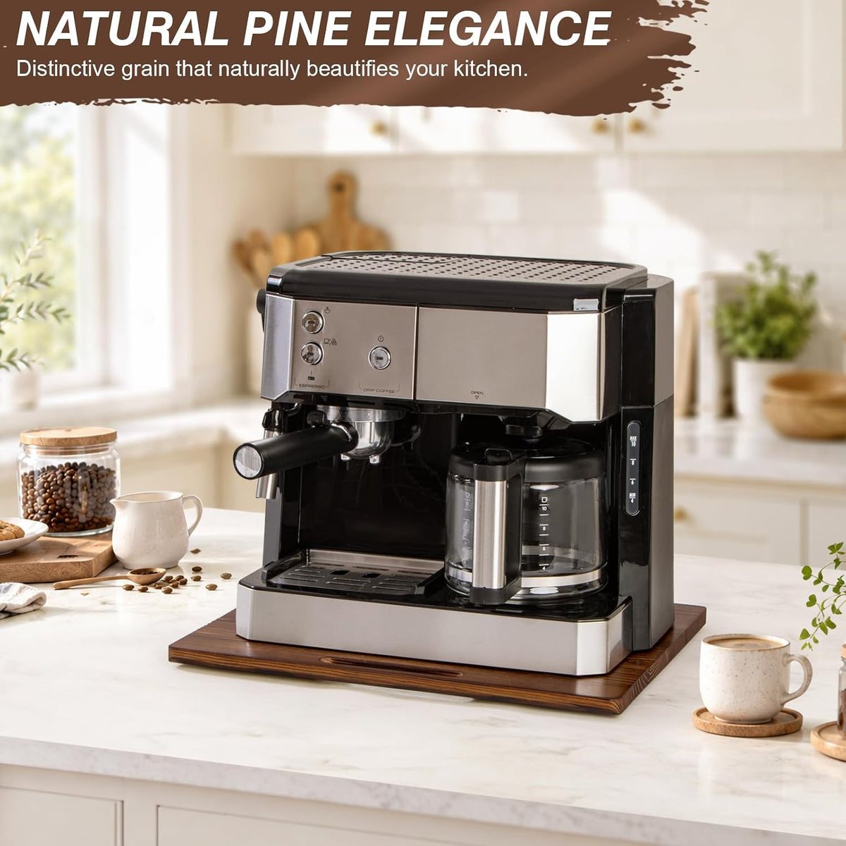 ANBOXIT Pine Wood Appliance Slider, Sliding Tray for Coffee Maker