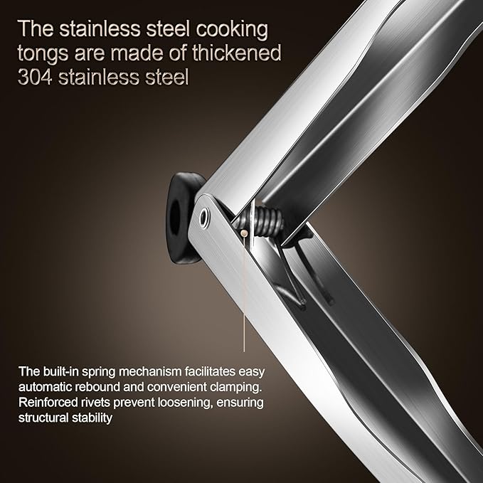 Locking Stainless Steel Kitchen Tongs, 12-inch Grill Tongs, Heat-Resistant up - Image 4