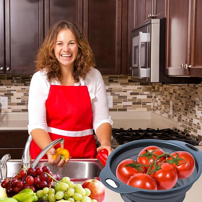 Black Silicone Collapsible Colanders - Image 9