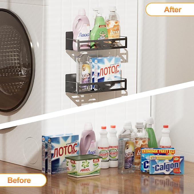 Magnetic Spice Rack for Refrigerator, 2 Pack Metal Magnetic Shelf Organizer for - Image 9