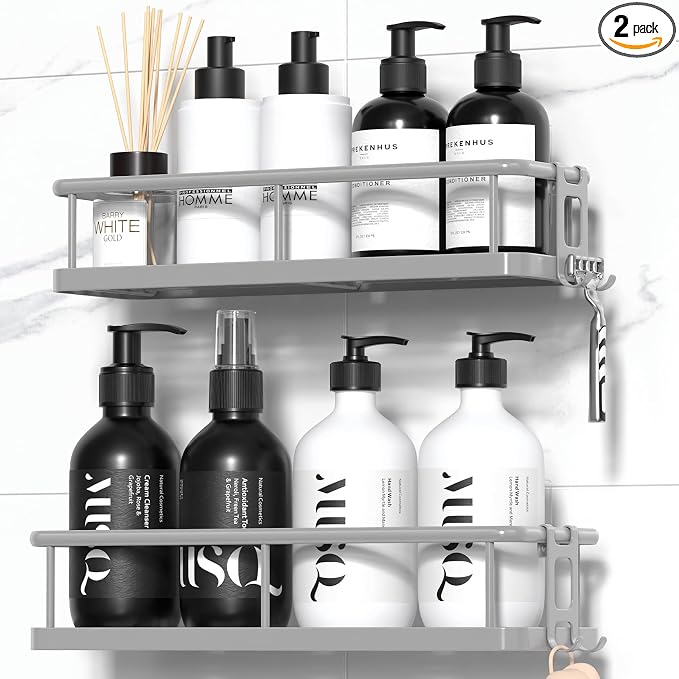 YASONIC Shower Caddy Adhesive, No Drill Bathroom Shower Organizers, by YASONIC