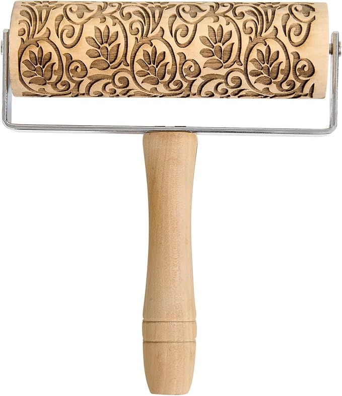 Mrs. Anderson’s Baking Mini Embossing Rolling Pin, Floral Scroll Design by MrsAndersonsBaking